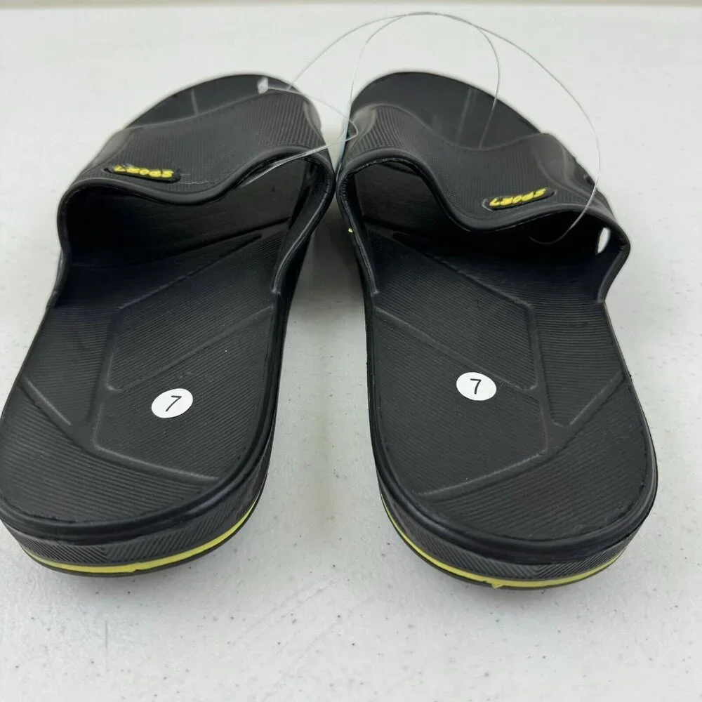 New Men's Sole Selection Black Slides Rubber Sandals Flip Flops Slip Ons 7(40)